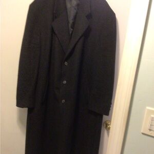 Mens Cashmere Wool Blend Long Dress Coat Black 3XLT